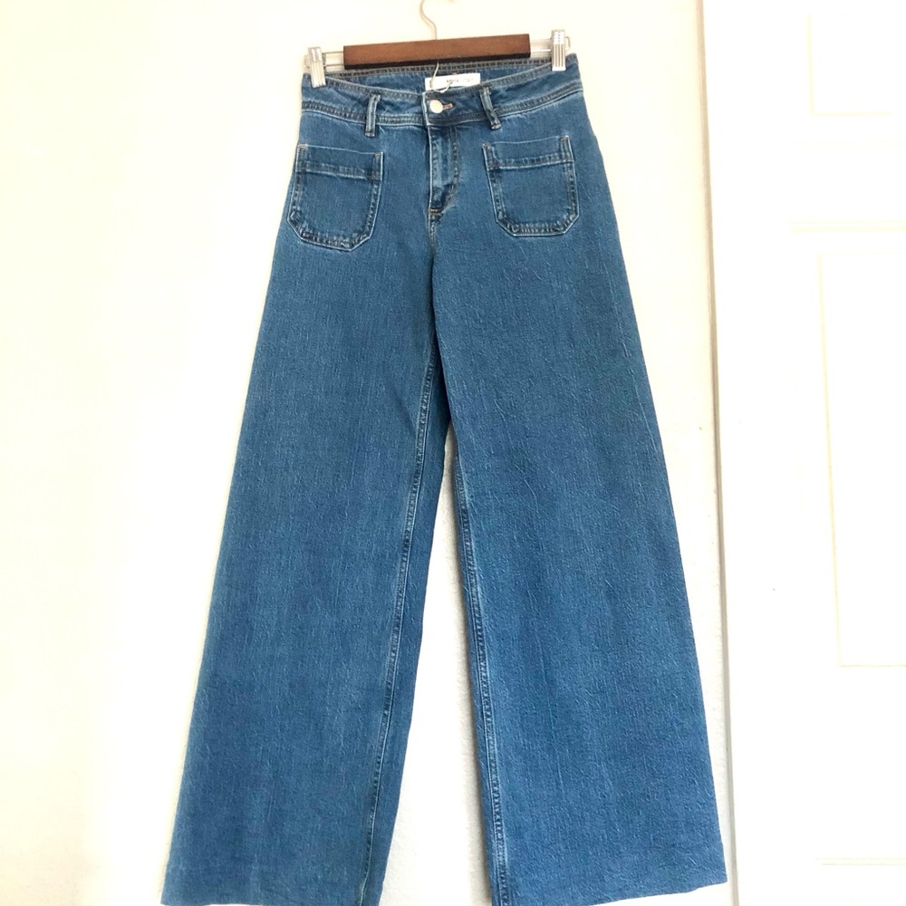 NWOT Mango High-Rise Wide Leg Jeans in Medium Blue